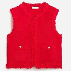 J.Crew Textured Vest in Fine Boucle Red Size NWT